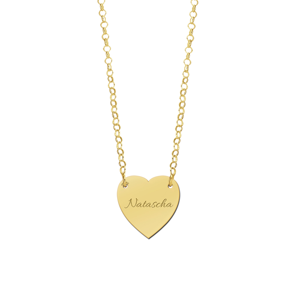 Gouden minimalistische ketting met hartje en gravure