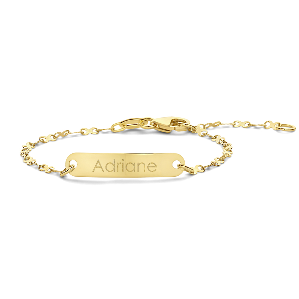 Gouden Baby armband met naamgravure Fantasie