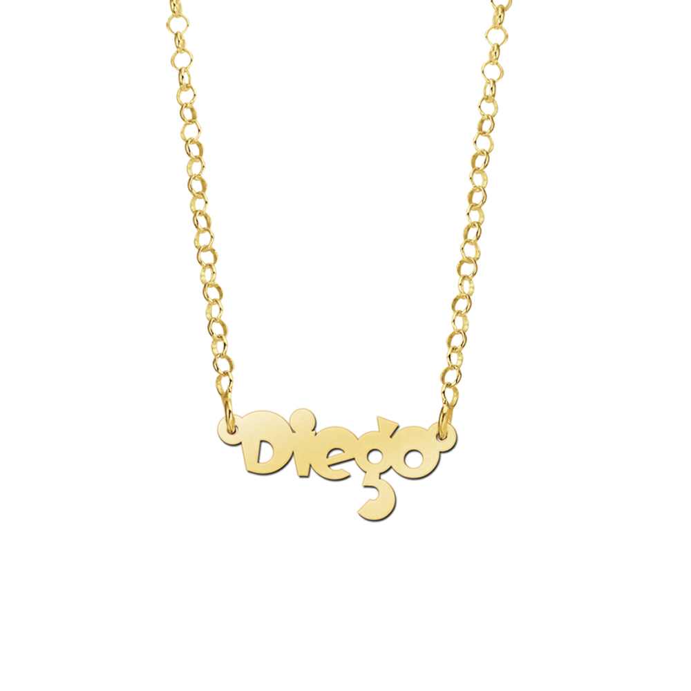 Gouden kinder naamketting model Diego